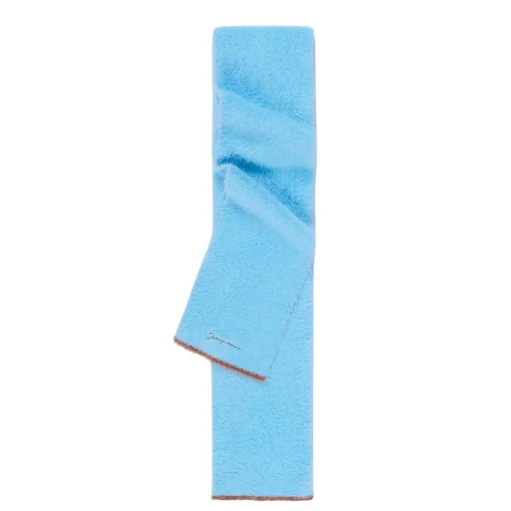 Jacquemus L'Écharpe Neve Logo Embroidered Stretch Woven Knit Shawl Wrap Scarf OS